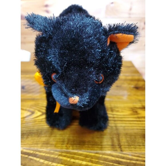 Kellytoy Black Cat Plush Halloween Orange Bow Ears 2010 Stuffed Animal Toy - Picture 4 of 9